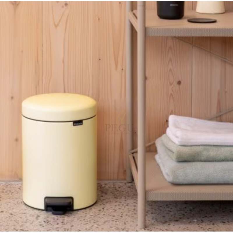 Newicon Brabantia prügikast 5l, pedaaliga vaikselt sulguv Mellow Yellow