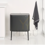 Touch bin prügikast, soft-close Brabantia BO, 11+23L Confident Grey